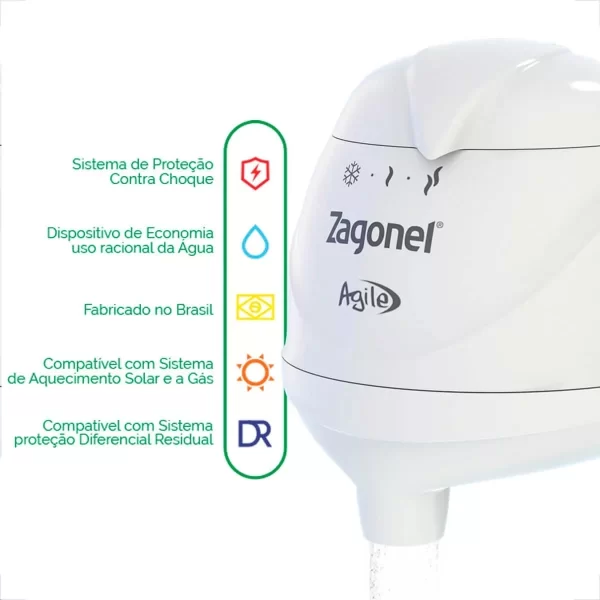 TORNEIRA AGILE 3 TEMPERATURA 220V 4.500W BRANCA ZAGONEL - Image 3