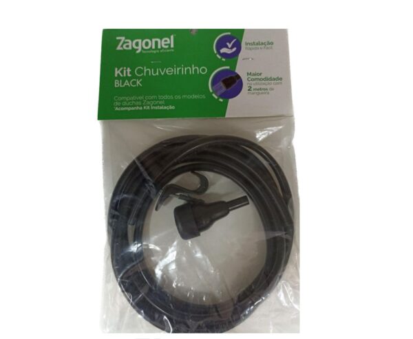 KIT CHUVEIRINHO C/MANGUEIRA 2M BLACK ZAGONEL
